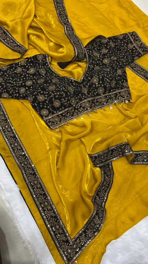Yellow_Satin_Saree_For_Women