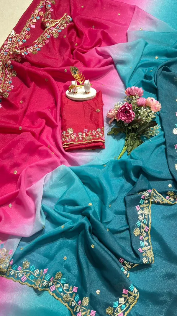 Pink_And_Blue_Georgette_Saree_For_Women