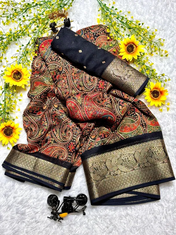 Premium_Soft_Georgette_Ajrakh_Print_Saree_with_Zari_Border_|_Lightweight_Daily_&_Office_Wear_Saree_with_Designer_Blouse_Piece