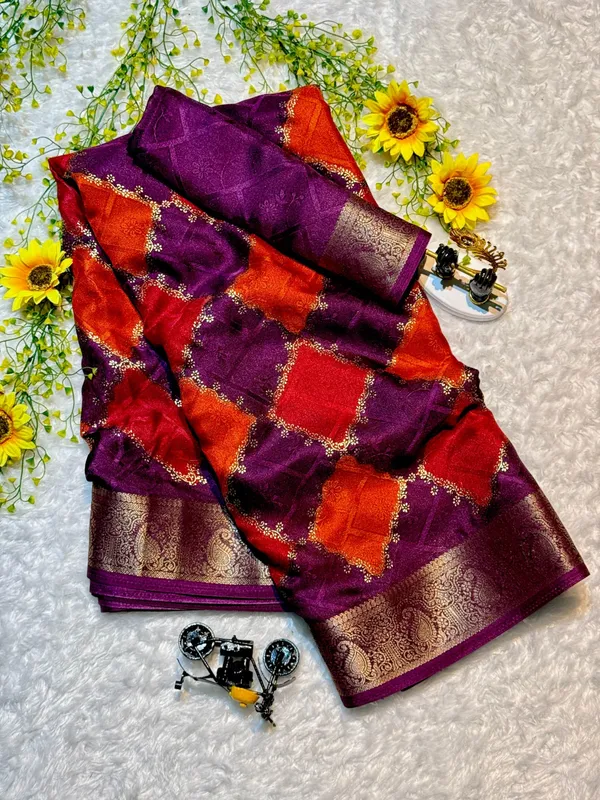 Black_And_Red_Art_Silk_Saree_For_Women