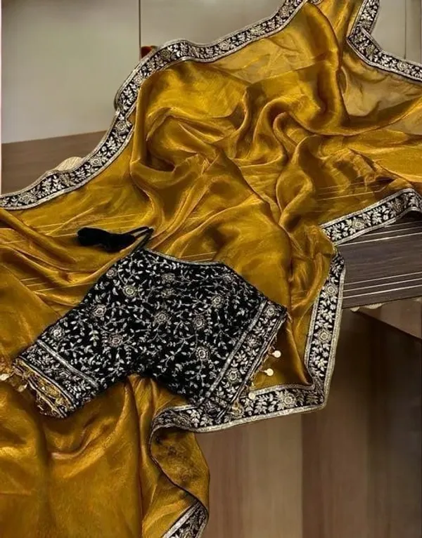 Trending_Gold_Crush_Binny_Saree_with_Heavy_Velvet_Stitched_Blouse