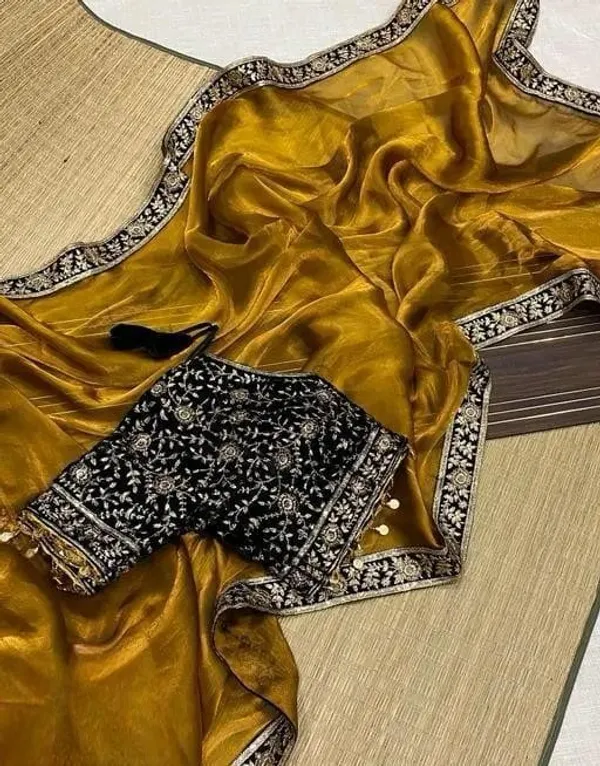 Yellow_Satin_Saree_For_Women