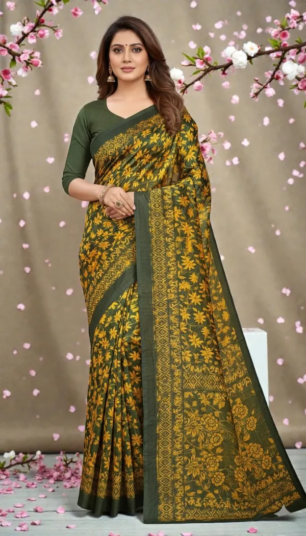 Yellow_And_Black_Georgette_Saree_For_Women