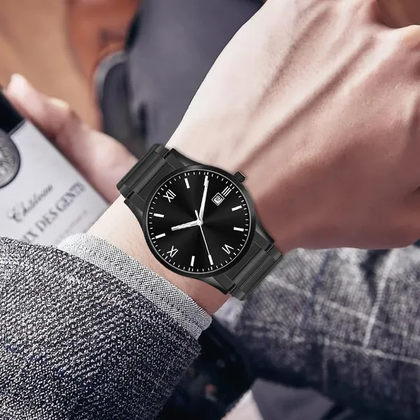 Black_Stainless_Steel_Analog_Watch_With_Roman_Numerals_And_Date_Display_For_Men