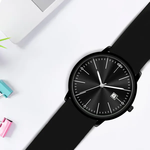 Black_Quartz_Watch_With_Date_Display_For_Men
