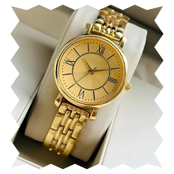 Gold_Roman_Numeral_Quartz_Dress_Watch_With_Metal_Bracelet_For_Men