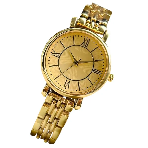 Gold_Roman_Numeral_Quartz_Dress_Watch_With_Metal_Bracelet_For_Men