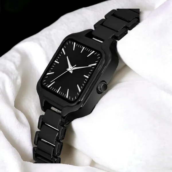 Black_Square_Dial_Analog_Bracelet_Watch_For_Women