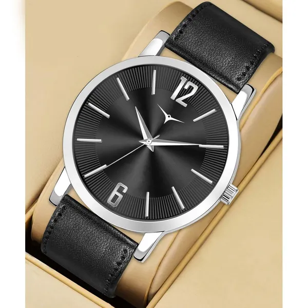Black_Analog_Quartz_Watch_With_Stainless_Steel_Case_And_Leather_Strap_For_Men