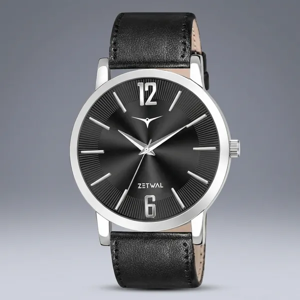 Black_Analog_Quartz_Watch_With_Stainless_Steel_Case_And_Leather_Strap_For_Men