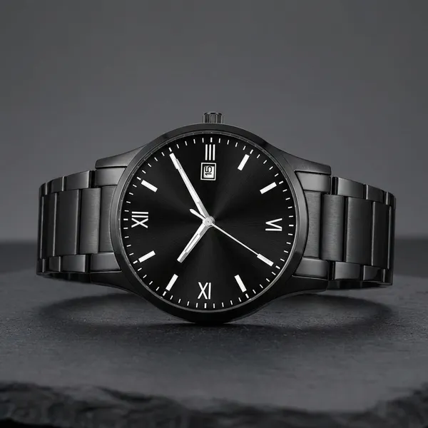 Black_Stainless_Steel_Analog_Watch_With_Roman_Numerals_And_Date_Display_For_Men