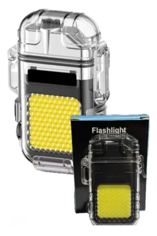 2-in-1_Electric_Coil_Lighter_with_LED_Torch,_Type-C_Charging,_Waterproof_Transparent_Case,_73.5_x_49_x_17.5mm