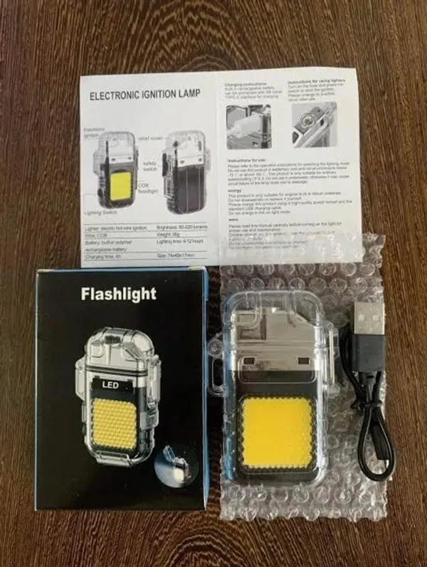 2-in-1_Electric_Coil_Lighter_with_LED_Torch,_Type-C_Charging,_Waterproof_Transparent_Case,_73.5_x_49_x_17.5mm