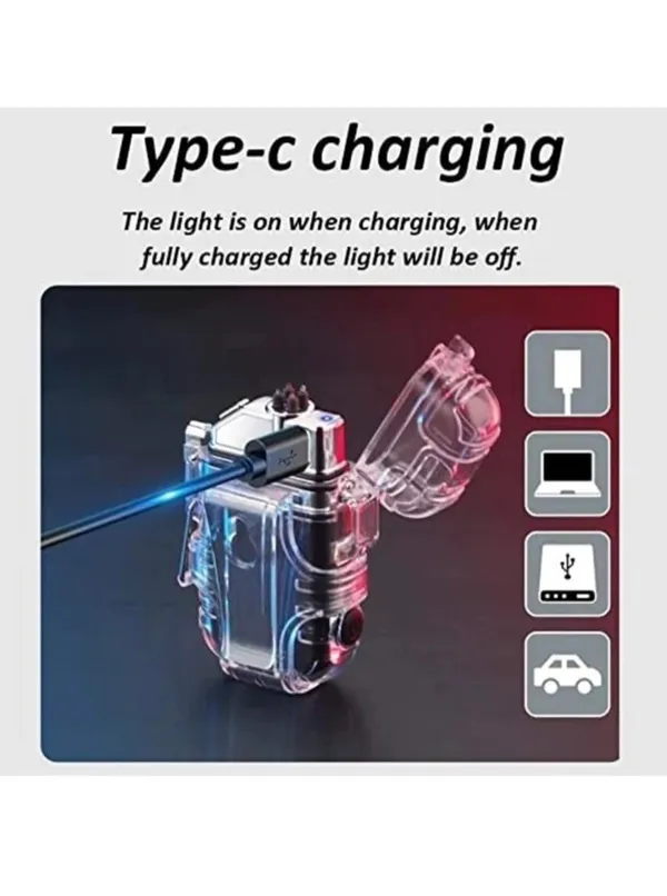 2-in-1_Electric_Coil_Lighter_with_LED_Torch,_Type-C_Charging,_Waterproof_Transparent_Case,_73.5_x_49_x_17.5mm