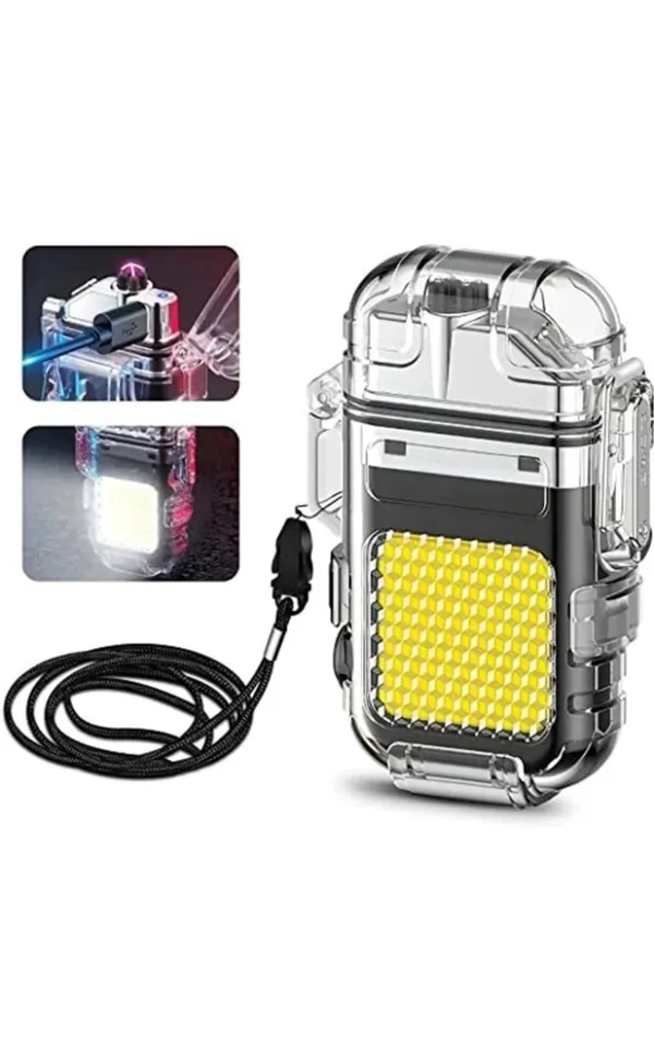 2-in-1_Electric_Coil_Lighter_with_LED_Torch,_Type-C_Charging,_Waterproof_Transparent_Case,_73.5_x_49_x_17.5mm