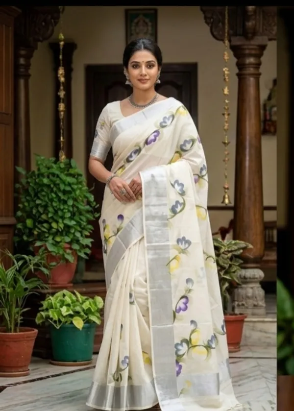 Sugandha_Floral_Silver_Saree_For_Women