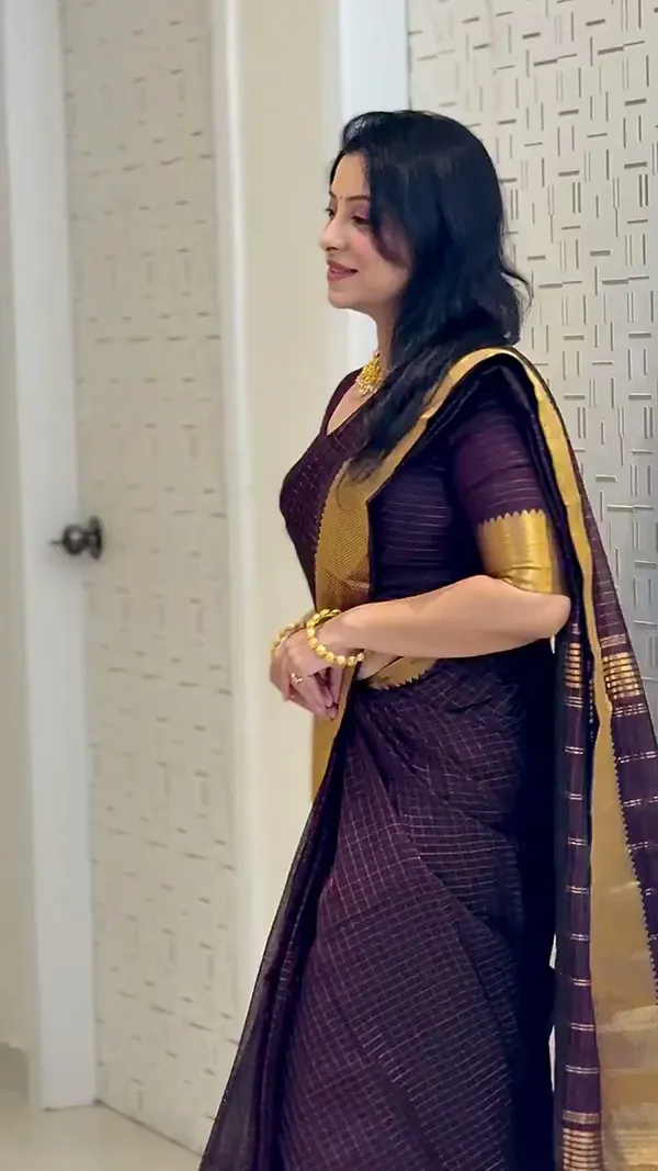 Akira_-Chocolate_Brown_Golden_Checks_Saree_For_Women