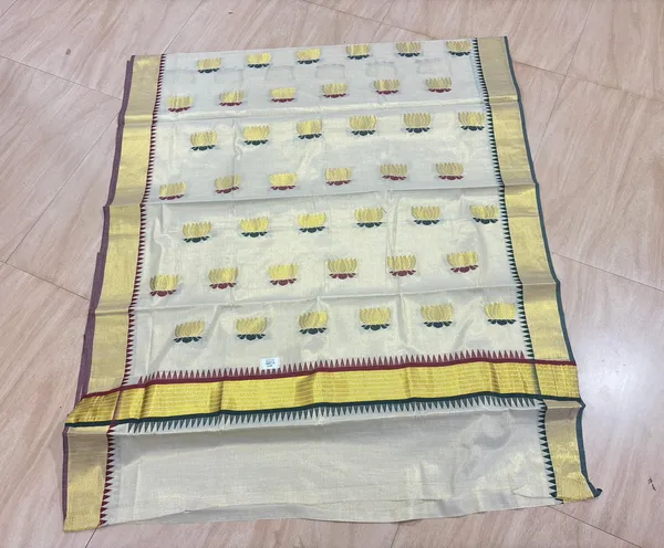 Lotus_Weave_Golden_Tissue_Saree_With_Temple_Borders_For_Women