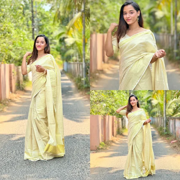 Aiswarya_Lekshmi_Inspired_Checks_Mul_Cotton_And_Border_Lines_Golden_Tissue_Saree_Ready_Wear_For_Women_Pack_Of_2