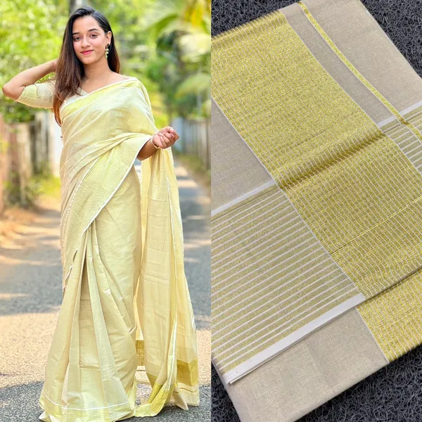 Aiswarya_Lekshmi_Inspired_Checks_Mul_Cotton_And_Border_Lines_Golden_Tissue_Saree_Ready_Wear_For_Women_Pack_Of_2