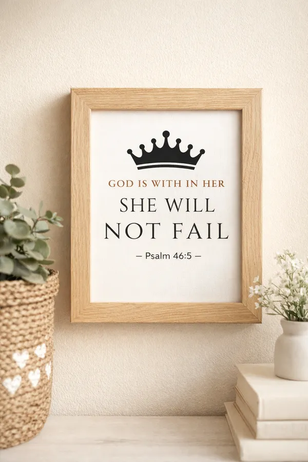 Gospel_Threads_She_Will_Not_Fail_Wooden_Wall_Frame_|_Psalm_46:5_Christian_Women_Decor_India_|_Faith_Empowerment_Gift_For_Her