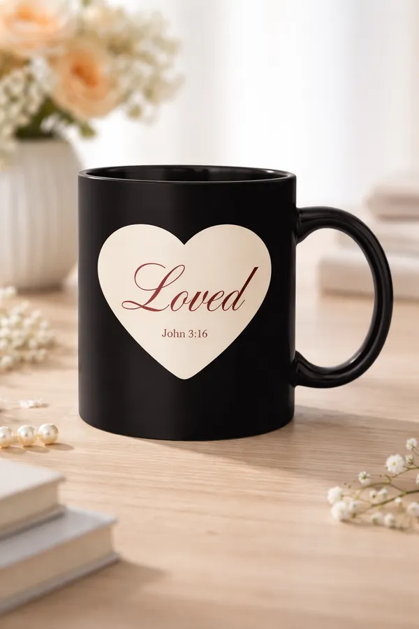 Gospel_Threads_Loved_Black_Ceramic_Coffee_Mug_|_Romans_1:7_Christian_You_Are_Loved_Scripture_Mug_India_|_Faith_Identity_Affirmation_Gift_Mug_for_Believers_&_Families
