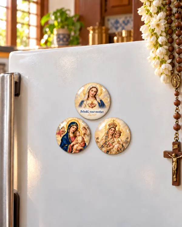Mother_Mary_Fridge_Magnet_Set_of_3_–_Immaculate_Heart,_Perpetual_Help_&_Velankanni_Matha