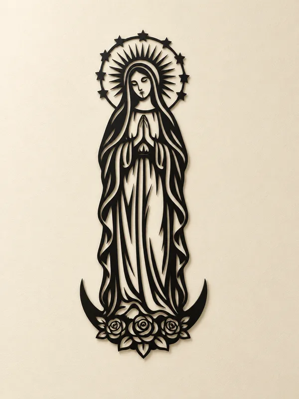Mother_Mary_Metal_Wall_Art,_2_ft_|_Black_Laser-Cut_Decor