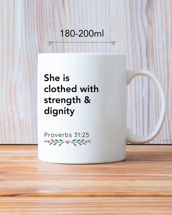 Gospel_Threads_She_Is_Clothed_With_Strength_&_Dignity_White_Ceramic_Mug_|_Proverbs_31:25_Christian_Women_Mug_India_|_Faith_Empowerment_Gift_for_Women_&_Mothers