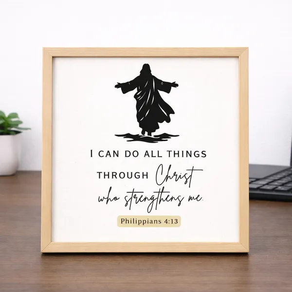Gospel_Threads_I_Can_Do_All_Things_Through_Christ_Wooden_Desk_Frame_|_Philippians_4:13_Christian_Desk_Decor_India_|_Faith_Strength_Motivational_Gift