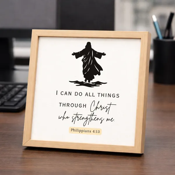 Gospel_Threads_I_Can_Do_All_Things_Through_Christ_Wooden_Desk_Frame_|_Philippians_4:13_Christian_Desk_Decor_India_|_Faith_Strength_Motivational_Gift
