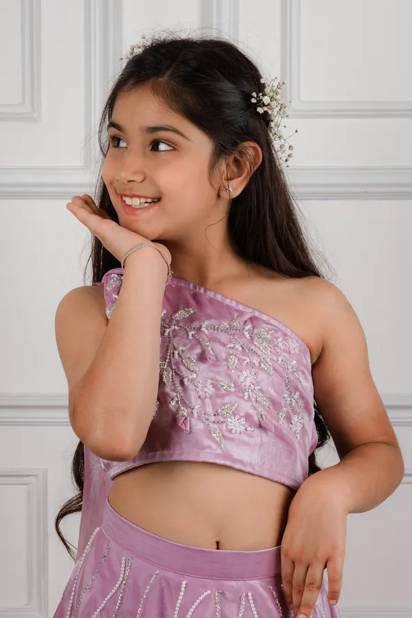 Purple_Tulle_Premium_Lehenga_Choli_Set_For_Kids