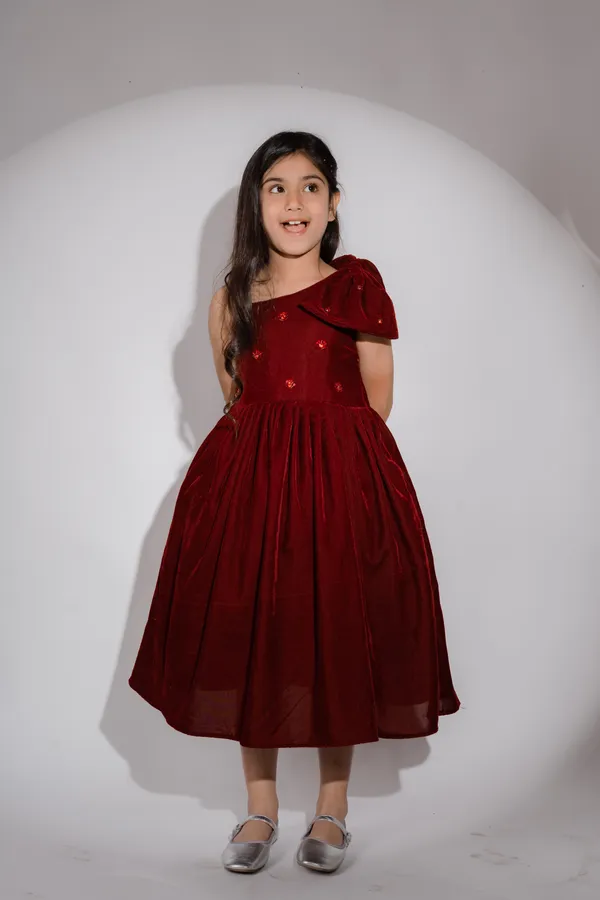 Maroon_Tulle_Premium_Dress_For_Kids