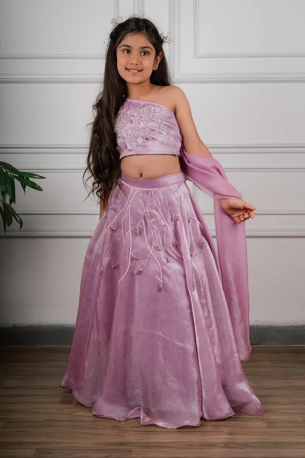 Purple_Tulle_Premium_Lehenga_Choli_Set_For_Kids