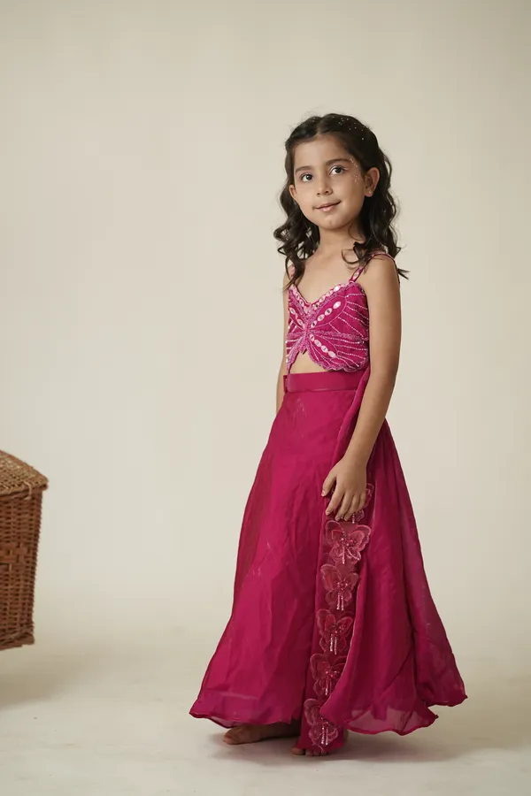 Pink_Tulle_Premium_Lehenga_Set_For_Kids