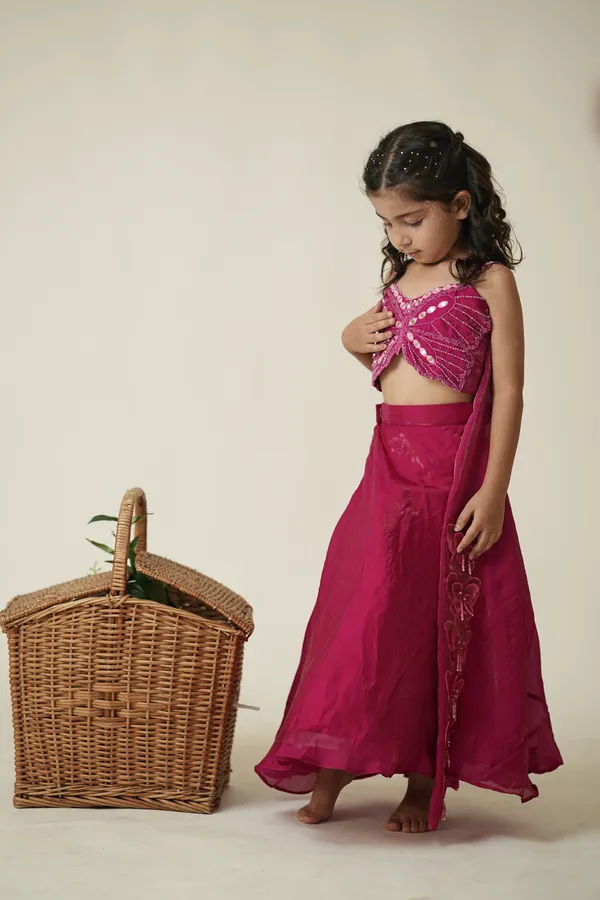 Pink_Tulle_Premium_Lehenga_Set_For_Kids