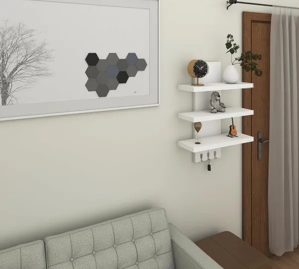 Rosebell_White_Engineered_Wood_Key_Holder_For_Home_Decor