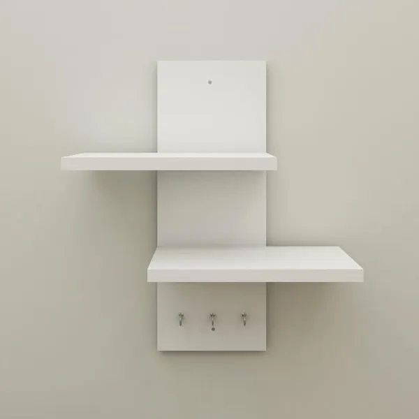 Rosebell__White_Engineered_Wood_Wall_Shelf_With_Key_Hooks_For_Home_Decor
