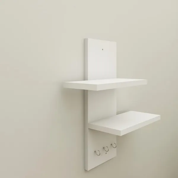 Rosebell__White_Engineered_Wood_Wall_Shelf_With_Key_Hooks_For_Home_Decor