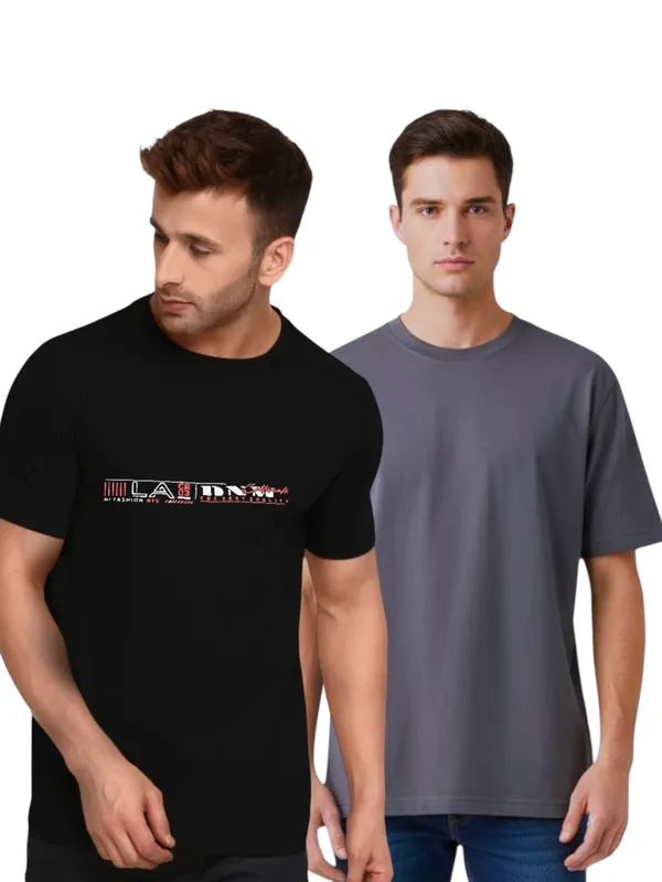 Black_And_Grey_Casual_Wear_Solid_T_Shirt_Combo_Pack_Of_2_For_Men