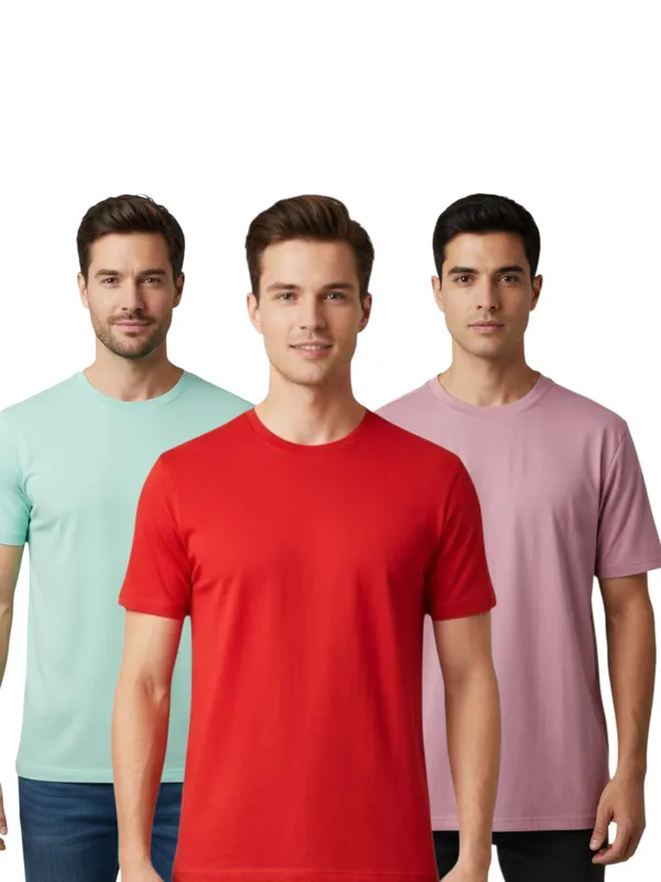 Mint_Green,_Red_And_Lavender_Everyday_Comfort_T_Shirt_Pack_Of_3_For_Men