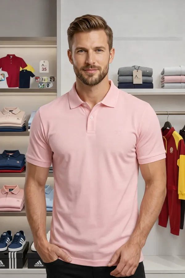 Light_Pink_Solid_Polo_T_Shirt_For_Men