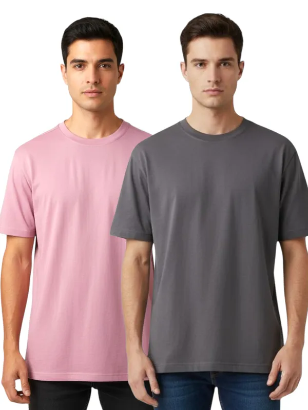 Dusty_Pink_And_Grey_Solid_Round_Neck_T_Shirt_Combo_Pack_Of_2_For_Men