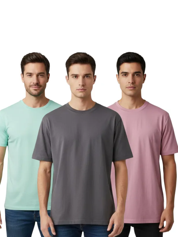 Grey,_Mint_Green_And_Lavender_Stylish_Basic_T_Shirt_Combo_Set_For_Men