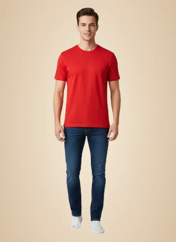 Red_Classic_Crew_Neck_T_Shirt_Cotton_Jersey_Short_Sleeve_Regular_Fit_Casual_Wear_For_Men