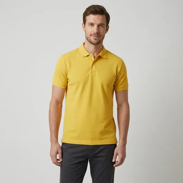Yellow_Comfortable_Solid_Polo_T_Shirt_For_Men