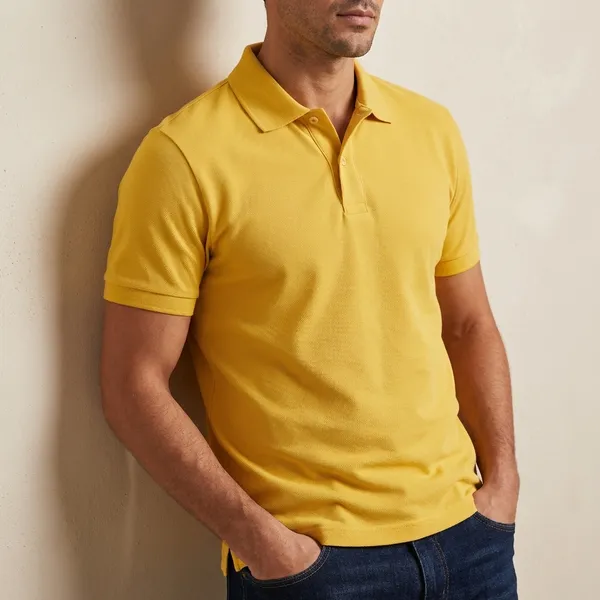 Yellow_Comfortable_Solid_Polo_T_Shirt_For_Men