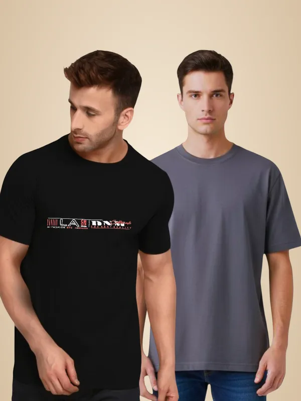 Black_And_Grey_Casual_Wear_Solid_T_Shirt_Combo_Pack_Of_2_For_Men