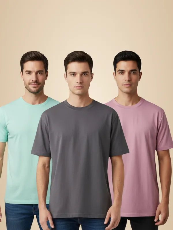 Grey,_Mint_Green_And_Lavender_Stylish_Basic_T_Shirt_Combo_Set_For_Men