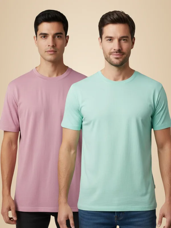 Dusty_Pink_And_Mint_Green_Premium_Cotton_T_Shirt_Combo_For_Men